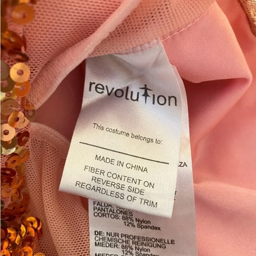 Revolution This Magic Moment Sequin Tulle Coral Gold Dance Costume Size SC